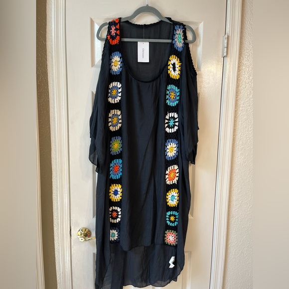 Other - Chic Black Crochet Trim Swim Coverup